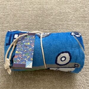 NWT Pottery Barn Kids Beach Towel with Construction Print